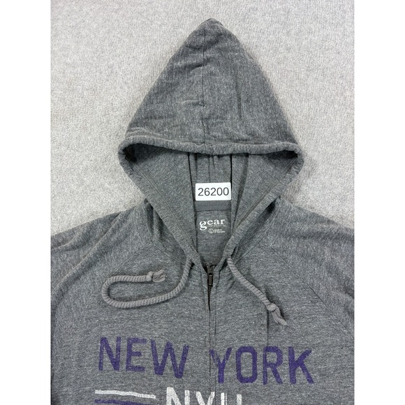NYU Violets Screened Logo Light Weight Hoodie Jacket (Men's Large) Gray - Picture 4 of 12